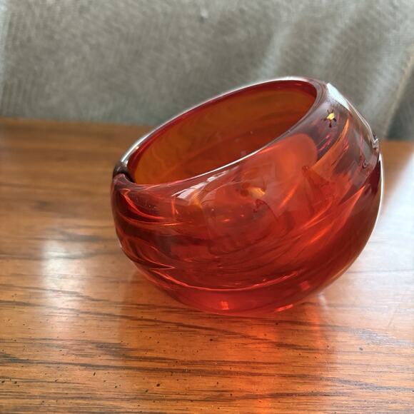 Vintage Viking Persimmon Orb Ashtray MCM Round Half Dome Orange Single Slot - Picture 4 of 7